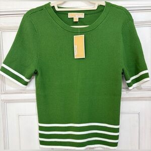 NWT SZ XL Michael Kors True Green Knit Tee with White Trim